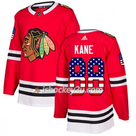 Mænd NHL Chicago Blackhawks Trøje Patrick Kane 88 Adidas 2017-2018 Rød USA Flag Fashion Authentic